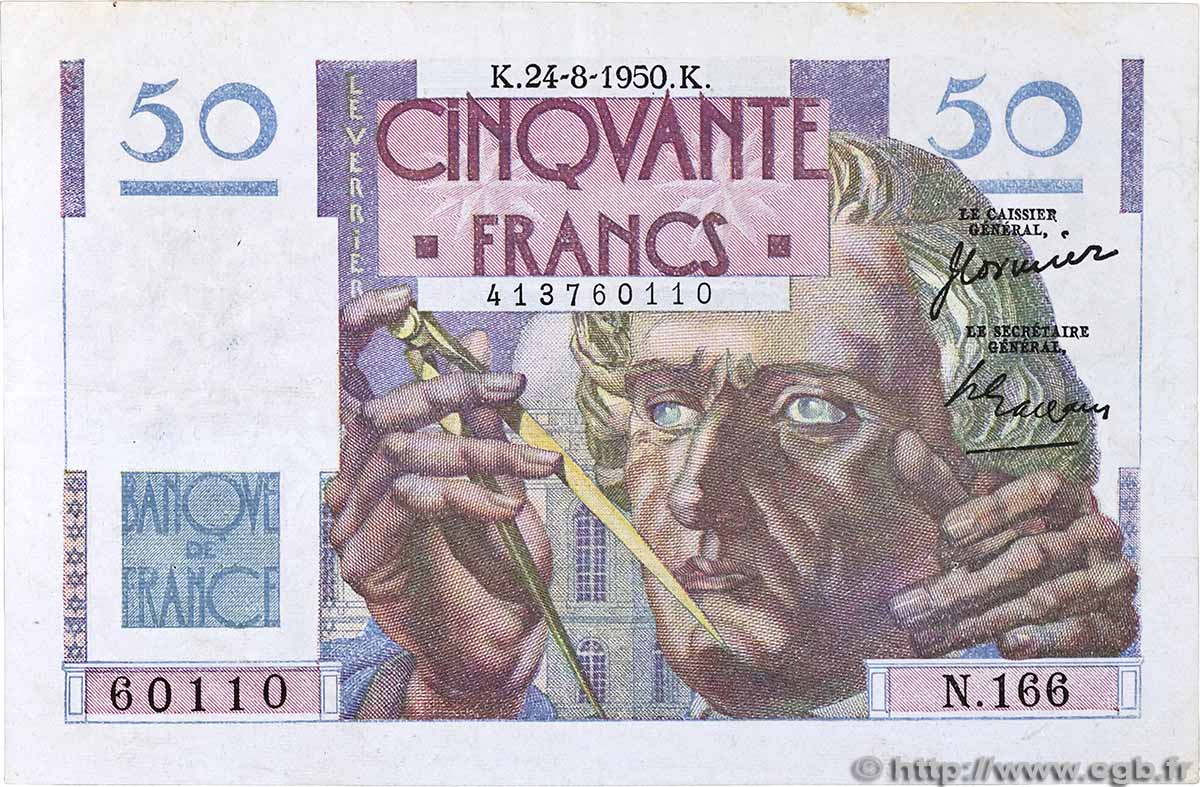 50 Francs LE VERRIER FRANCIA  1950 F.20.16 BB