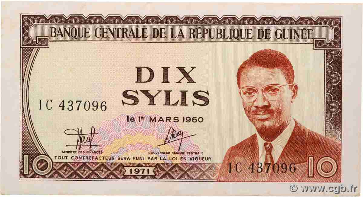 10 Sylis GUINEA  1971 P.16 AU+