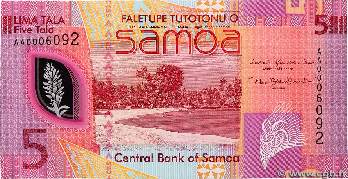 5 Tala Numéro spécial SAMOA  2008 P.38a UNC