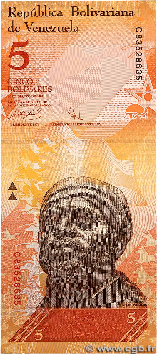 5 Bolivares VENEZUELA  2007 P.089a FDC