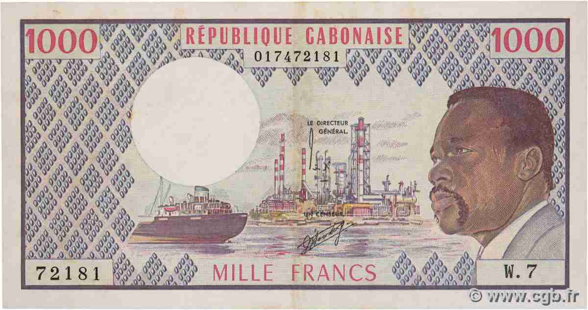 1000 Francs type 1974 GABUN  1978 A.241c fVZ