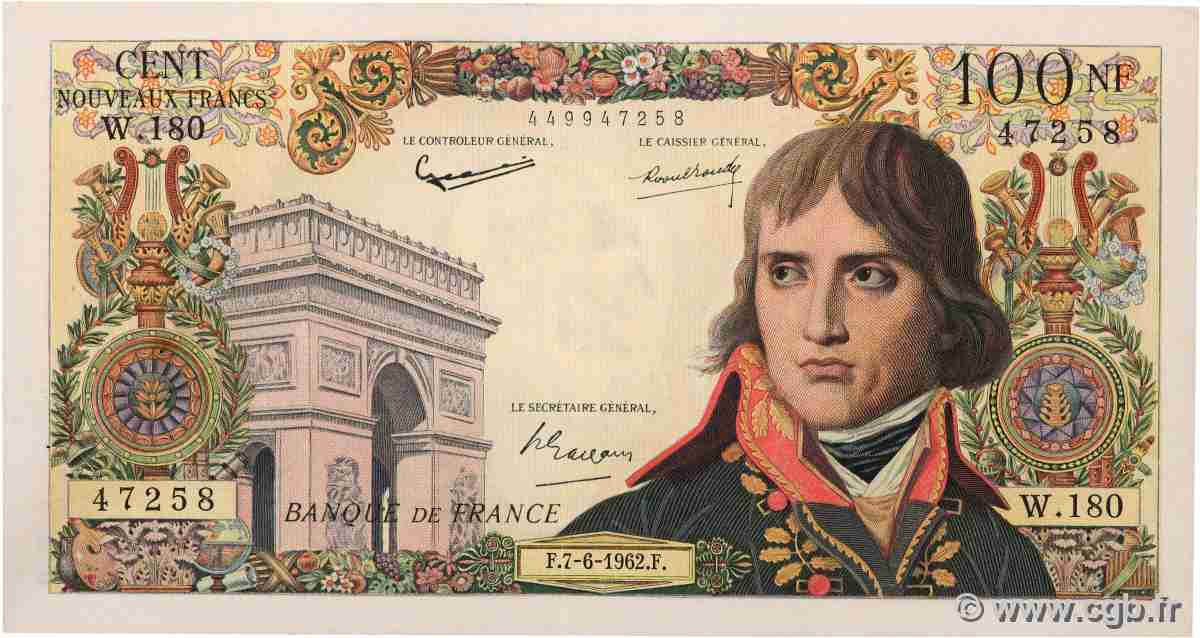 100 Nouveaux Francs BONAPARTE FRANCIA  1962 F.59.16 q.SPL