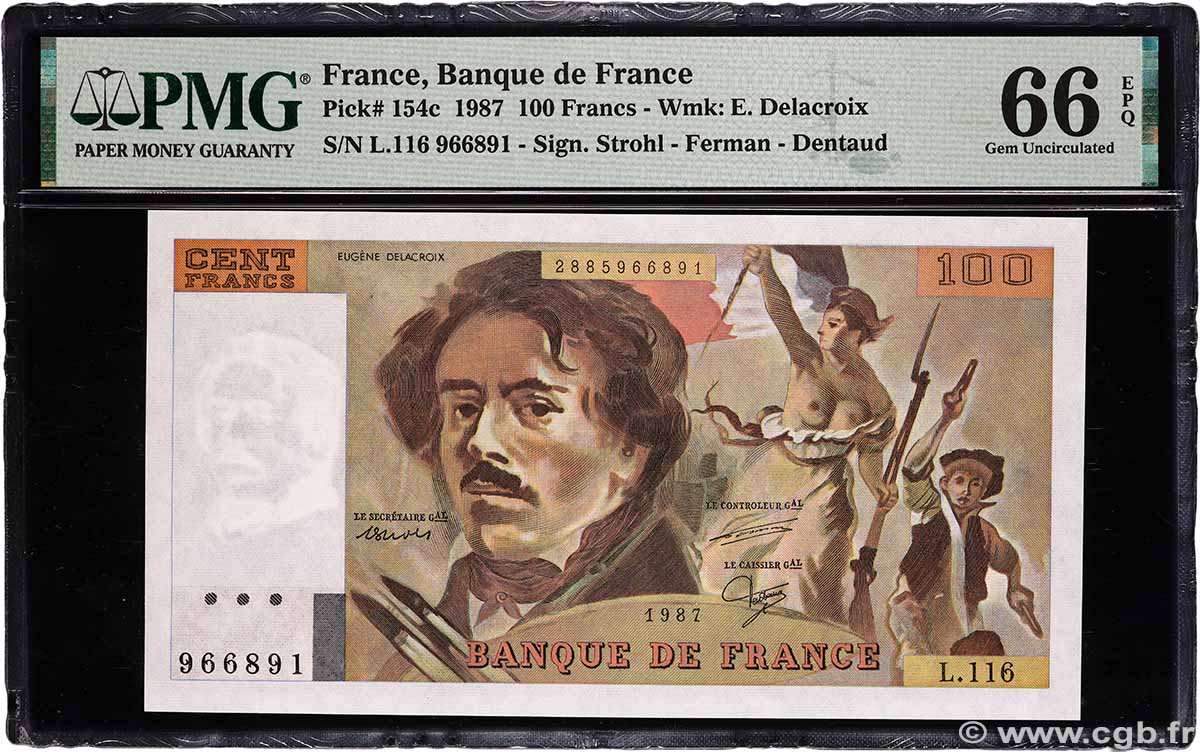 100 Francs DELACROIX modifié FRANCIA  1987 F.69.11 FDC