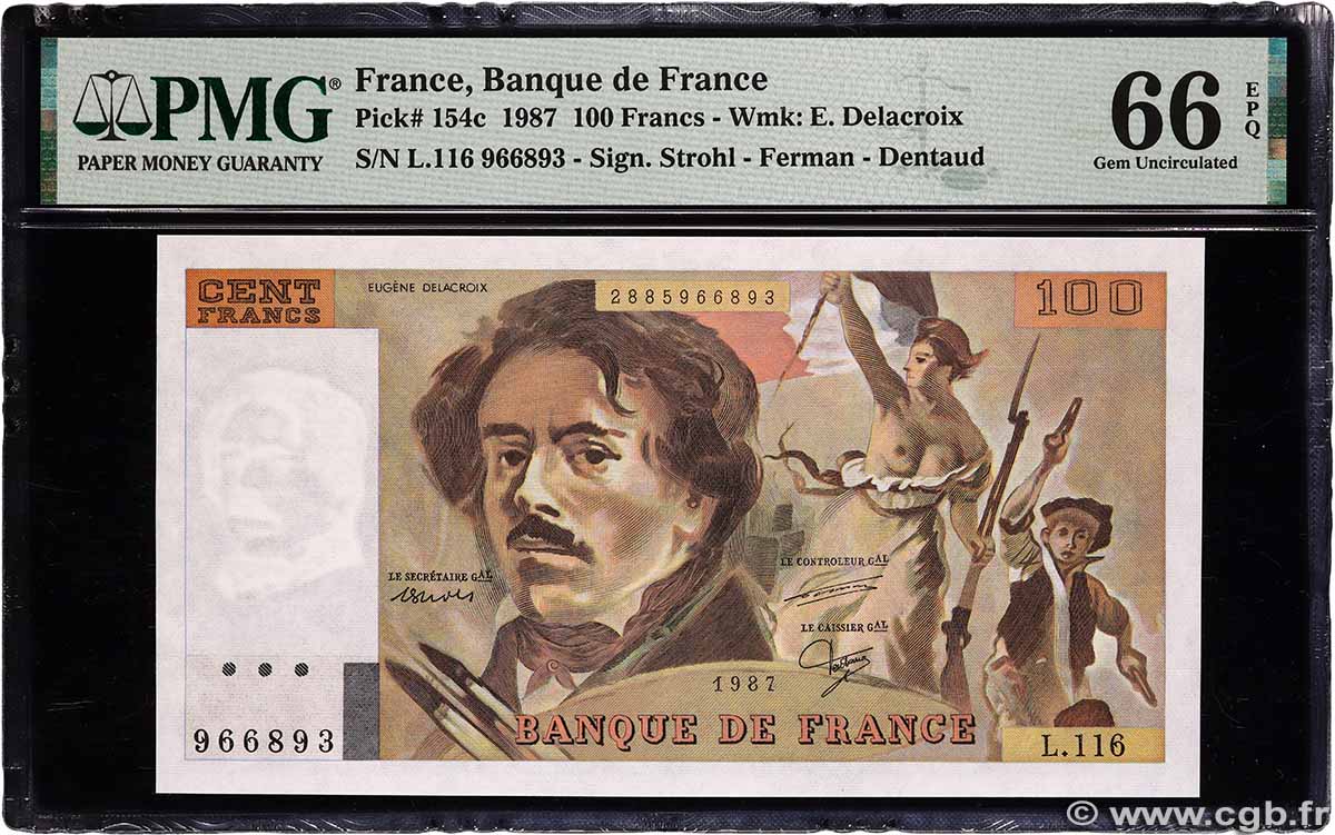 100 Francs DELACROIX modifié FRANCE  1987 F.69.11 NEUF