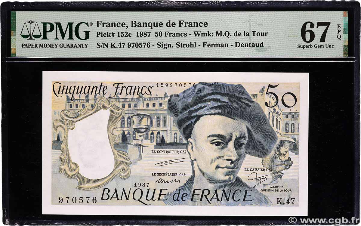 50 Francs QUENTIN DE LA TOUR FRANCE  1987 F.67.13 UNC