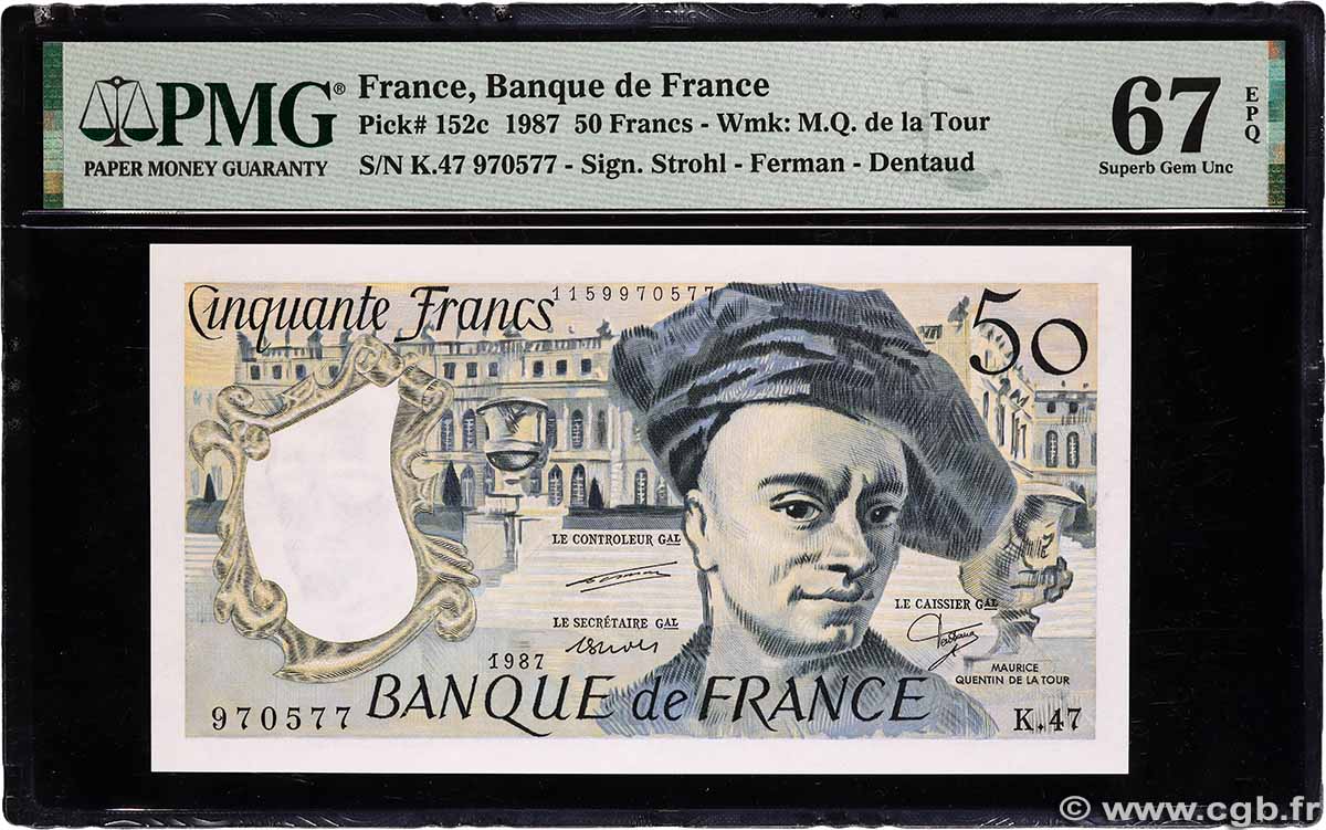 50 Francs QUENTIN DE LA TOUR FRANCE  1987 F.67.13 UNC