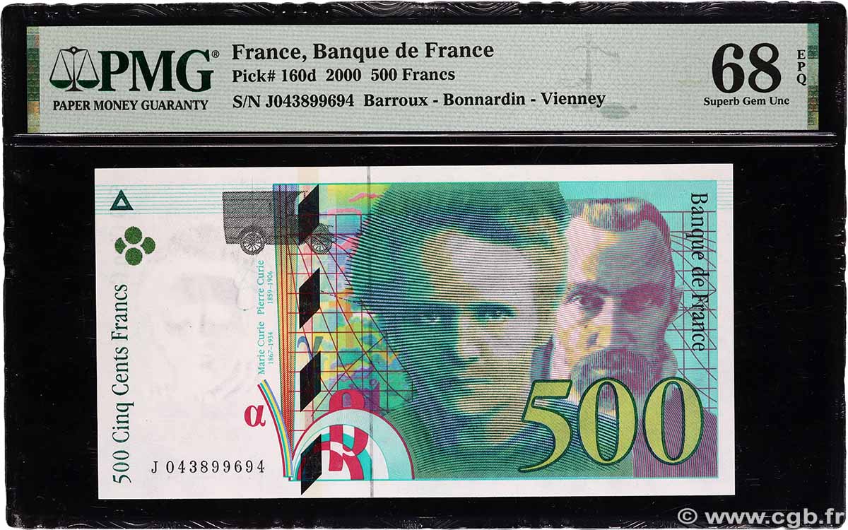 500 Francs PIERRE ET MARIE CURIE FRANCE  2000 F.76.05 NEUF