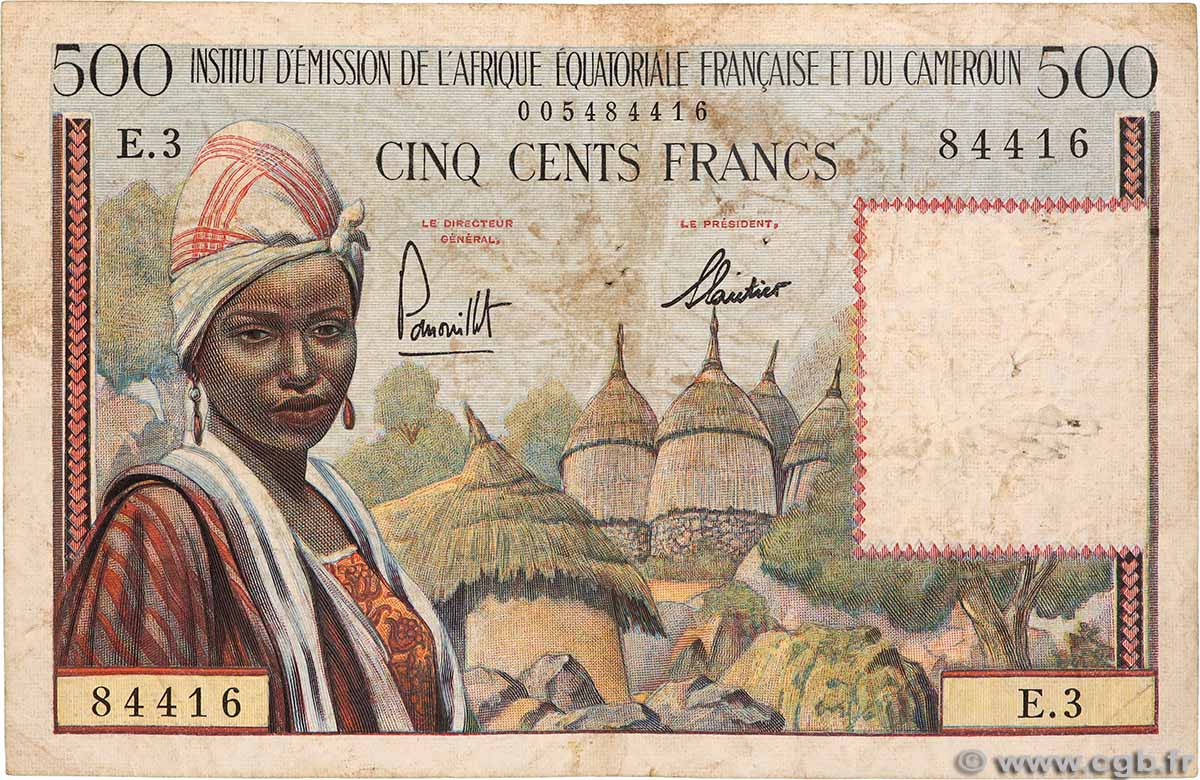 500 Francs type 1957 IE AFRIQUE ÉQUATORIALE FRANÇAISE  1957 A.142a BC+