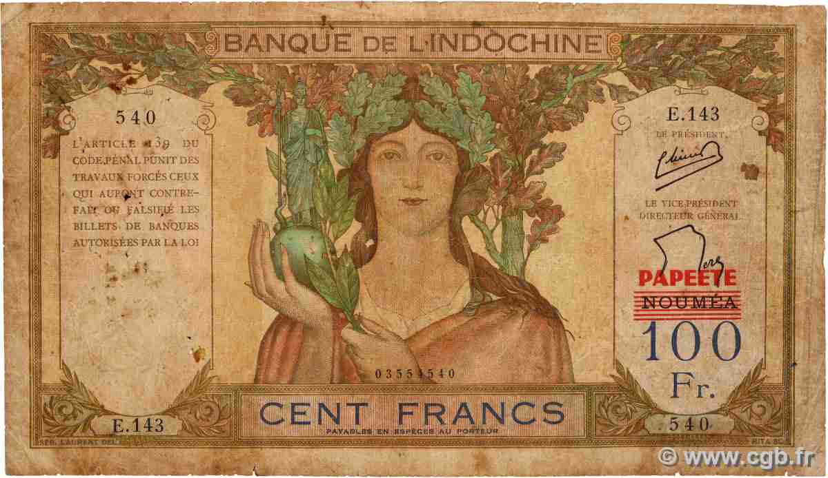 100 Francs TAHITI  1963 P.16A B