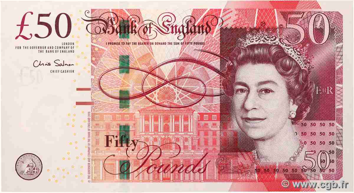 50 Pounds ENGLAND  2010 P.393a ST