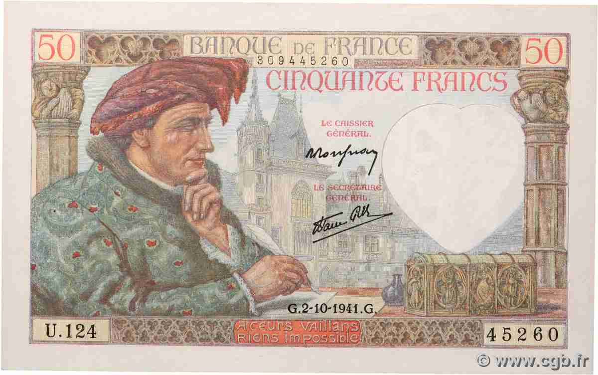50 Francs JACQUES CŒUR FRANCE  1941 F.19.15 SPL