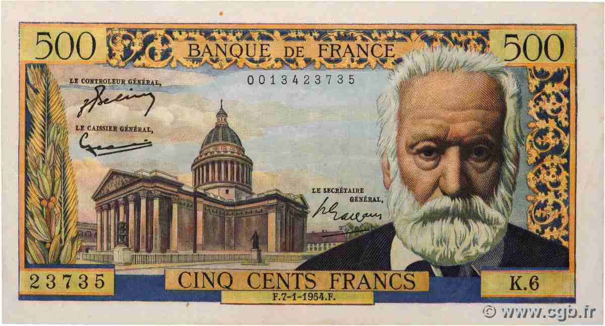 500 Francs VICTOR HUGO FRANCIA  1954 F.35.01 BC+
