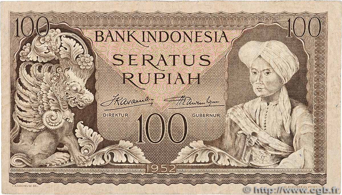 100 Rupiah INDONÉSIE  1952 P.046 TB