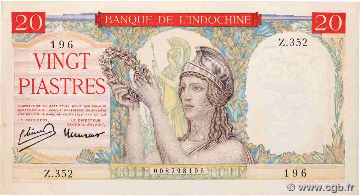 20 Piastres INDOCHINE FRANÇAISE  1949 P.081a SUP+