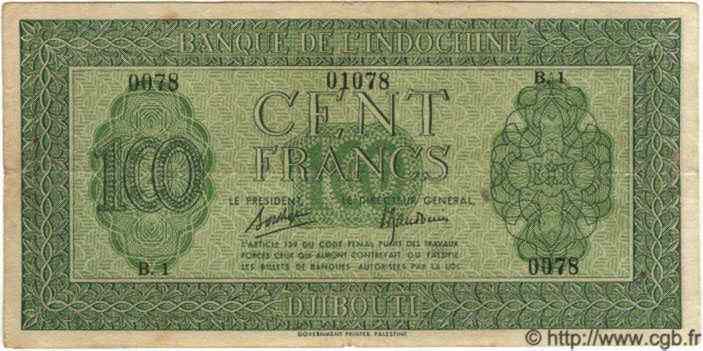 100 Francs Palestine DJIBOUTI  1945 P.16 TB+ à TTB