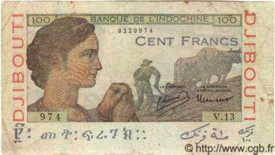 100 Francs DJIBOUTI  1946 P.19A TB+