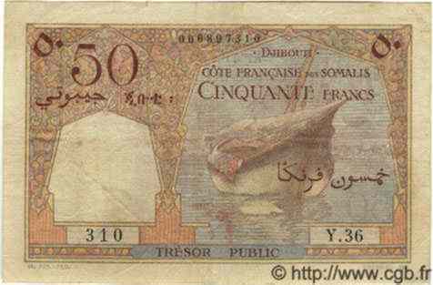 50 Francs DJIBOUTI  1952 P.25 TB+