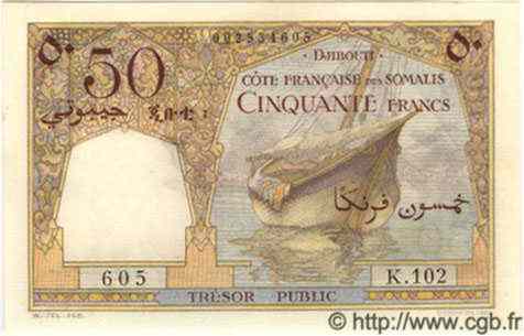 50 Francs DJIBOUTI  1952 P.25 UNC
