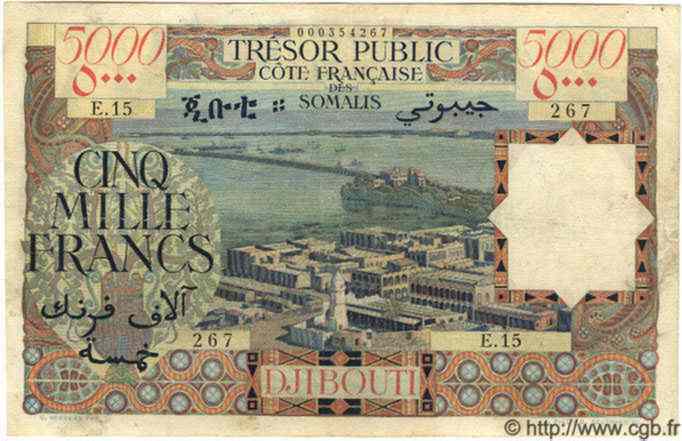5000 Francs DJIBOUTI  1952 P.29 TTB
