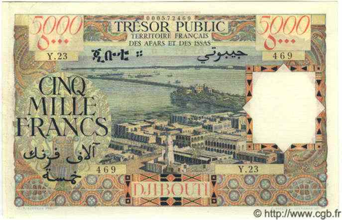 5000 Francs AFARS ET ISSAS  1969 P.30 pr.SUP