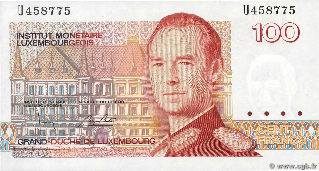 100 Francs LUXEMBURGO  1986 P.58b FDC
