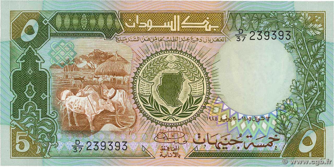 5 Pounds SUDAN  1985 P.33 FDC