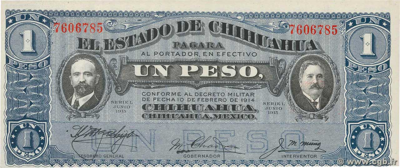 1 Peso MEXICO  1915 PS.0530e FDC