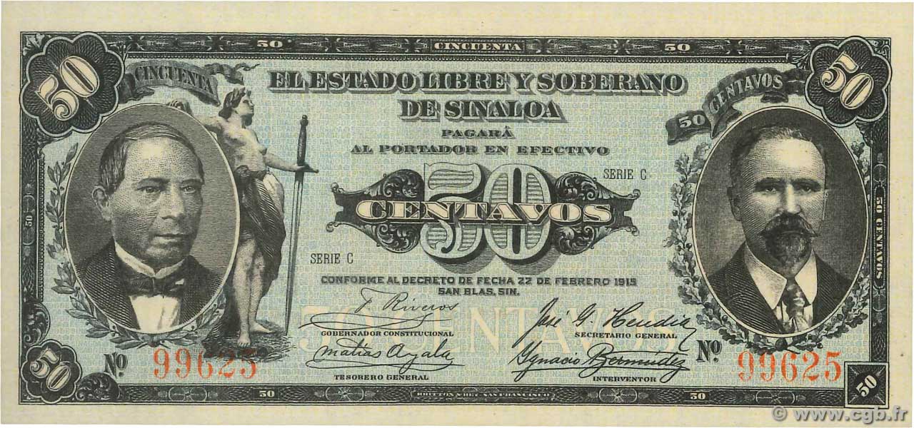 50 Centavos MEXICO San Blas 1915 PS.1042 FDC