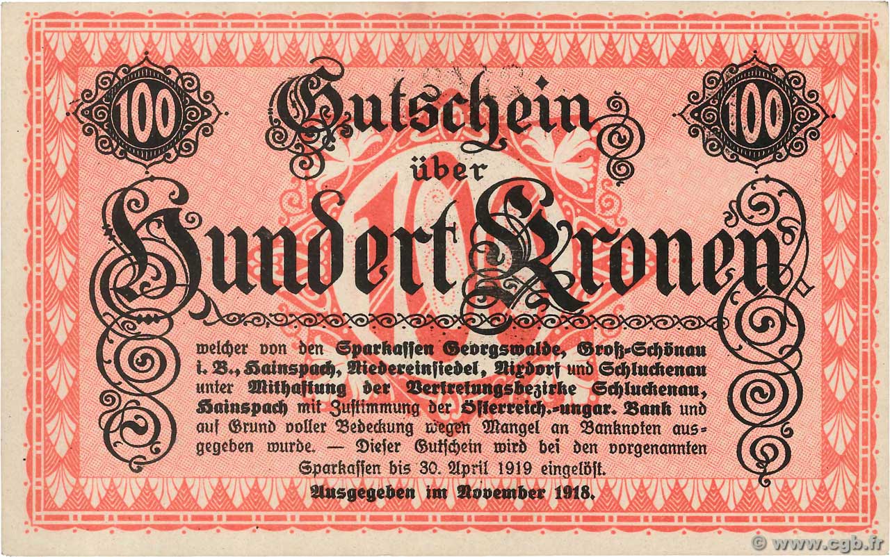 100 Kronen AUSTRIA Ausgegeben 1918 -- q.FDC