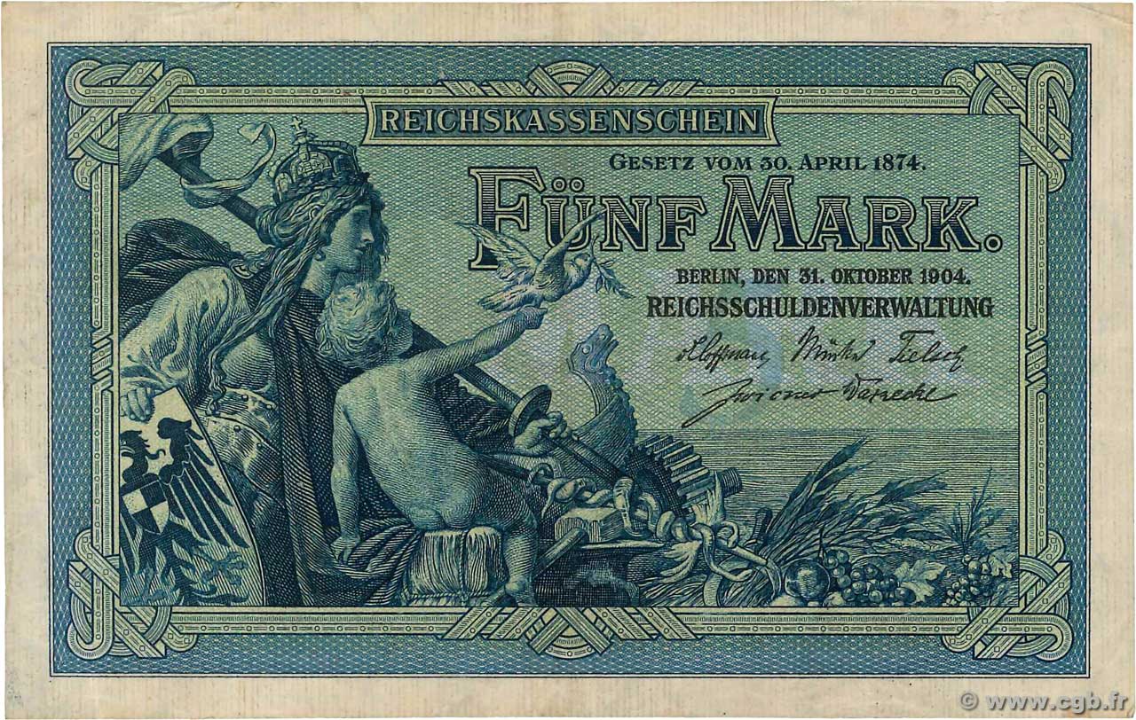 5 Mark GERMANY  1904 P.008a VF