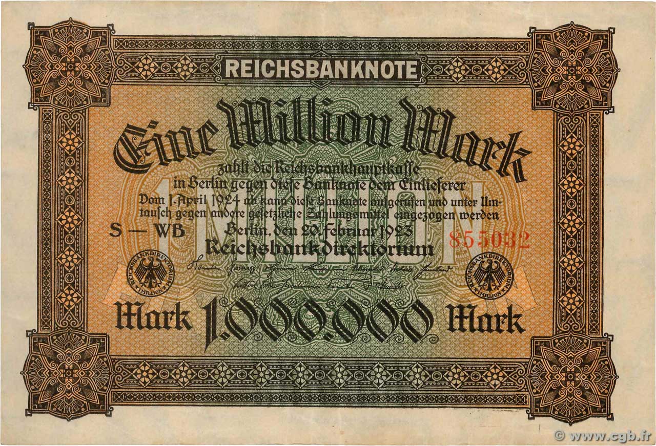 1 Million Mark GERMANIA  1923 P.086a BB