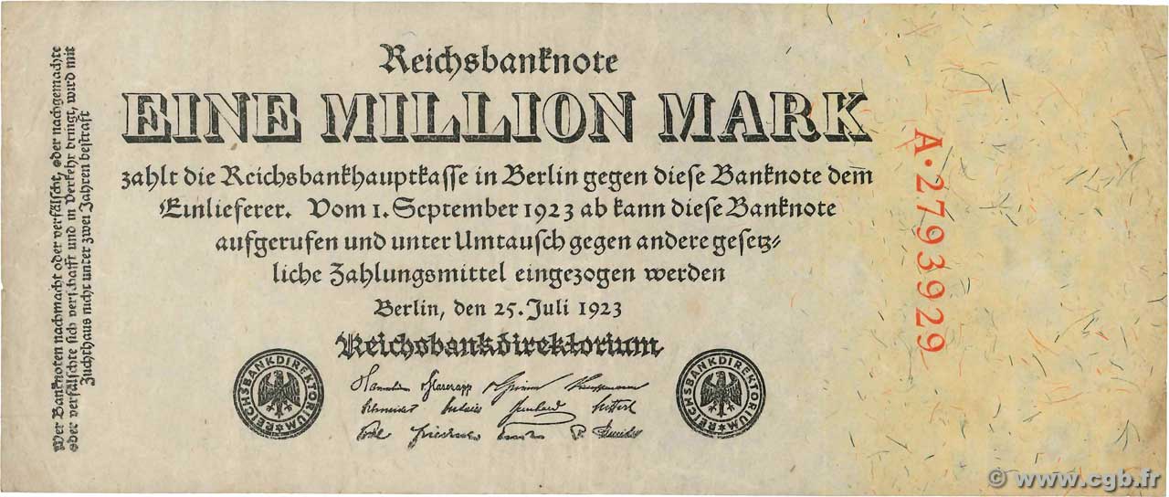 1 Million Mark ALLEMAGNE  1923 P.094 TTB