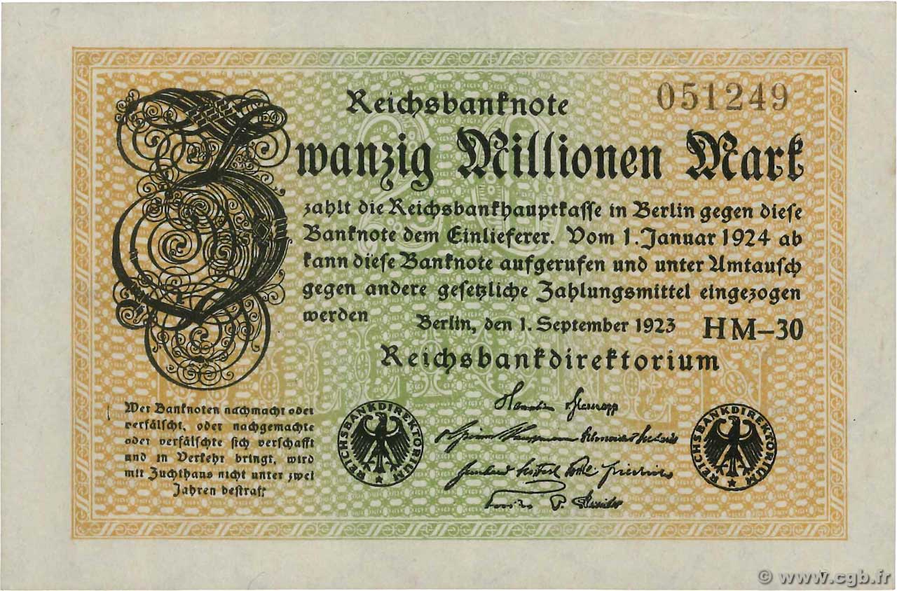 20 Millions Mark GERMANY  1923 P.108d AU