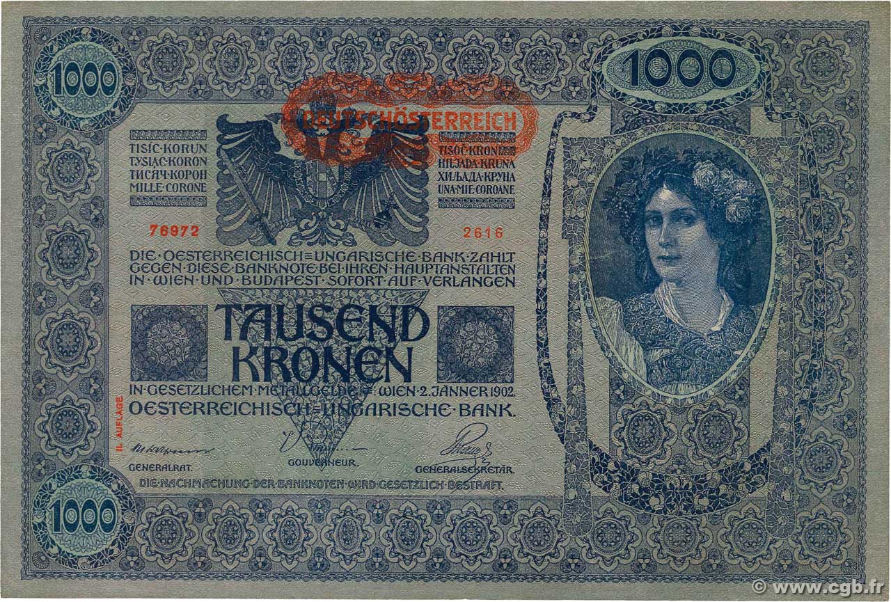 1000 Kronen AUSTRIA  1919 P.061 SC+