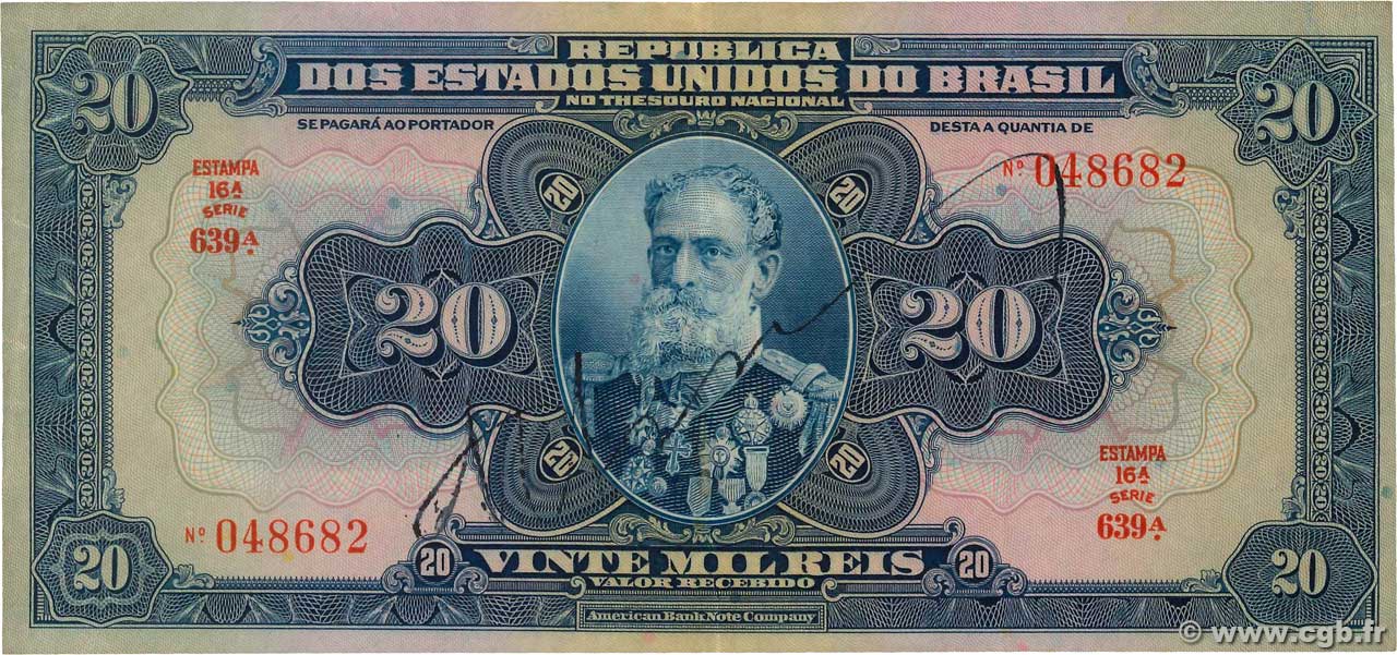 20 Mil Reis BRAZIL  1931 P.048c VF+