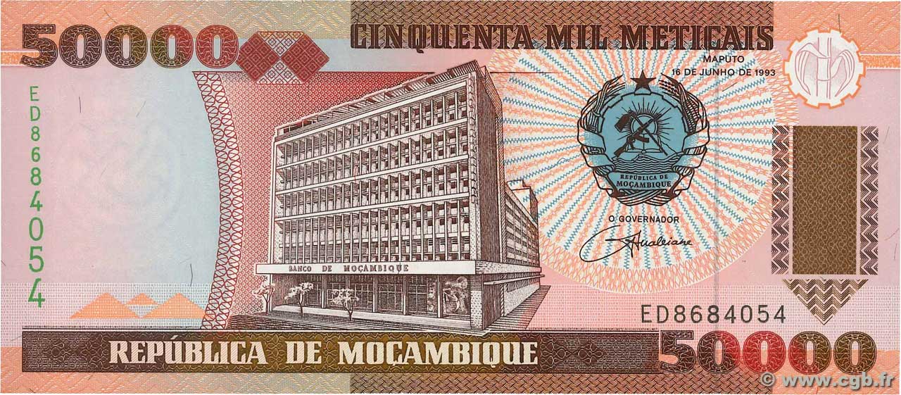 50000 Meticais MOZAMBIQUE  1993 P.138 FDC