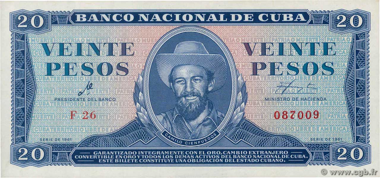20 Pesos CUBA  1961 P.097a SC+