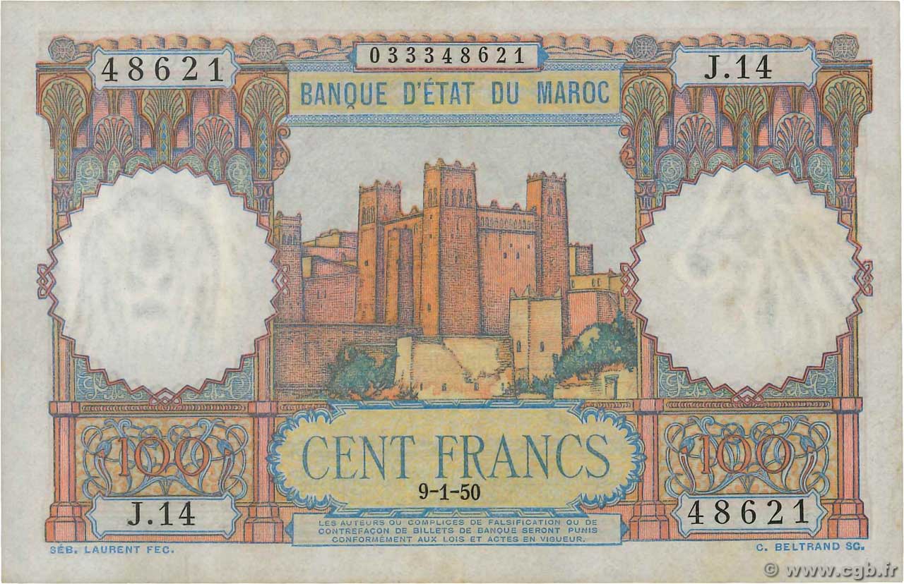 500 Francs MARUECOS  1950 P.46 MBC