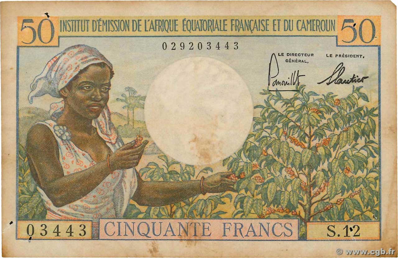 50 Francs AFRIQUE ÉQUATORIALE FRANÇAISE  1957 P.31 BC+