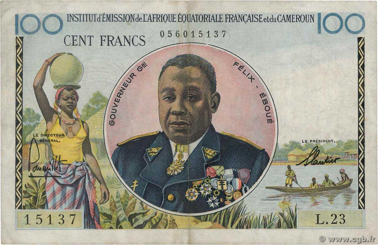 100 Francs AFRIQUE ÉQUATORIALE FRANÇAISE  1957 P.32 TTB+