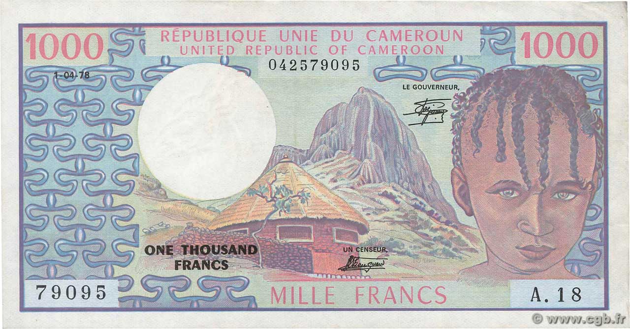 1000 Francs CAMERUN  1978 P.16c BB