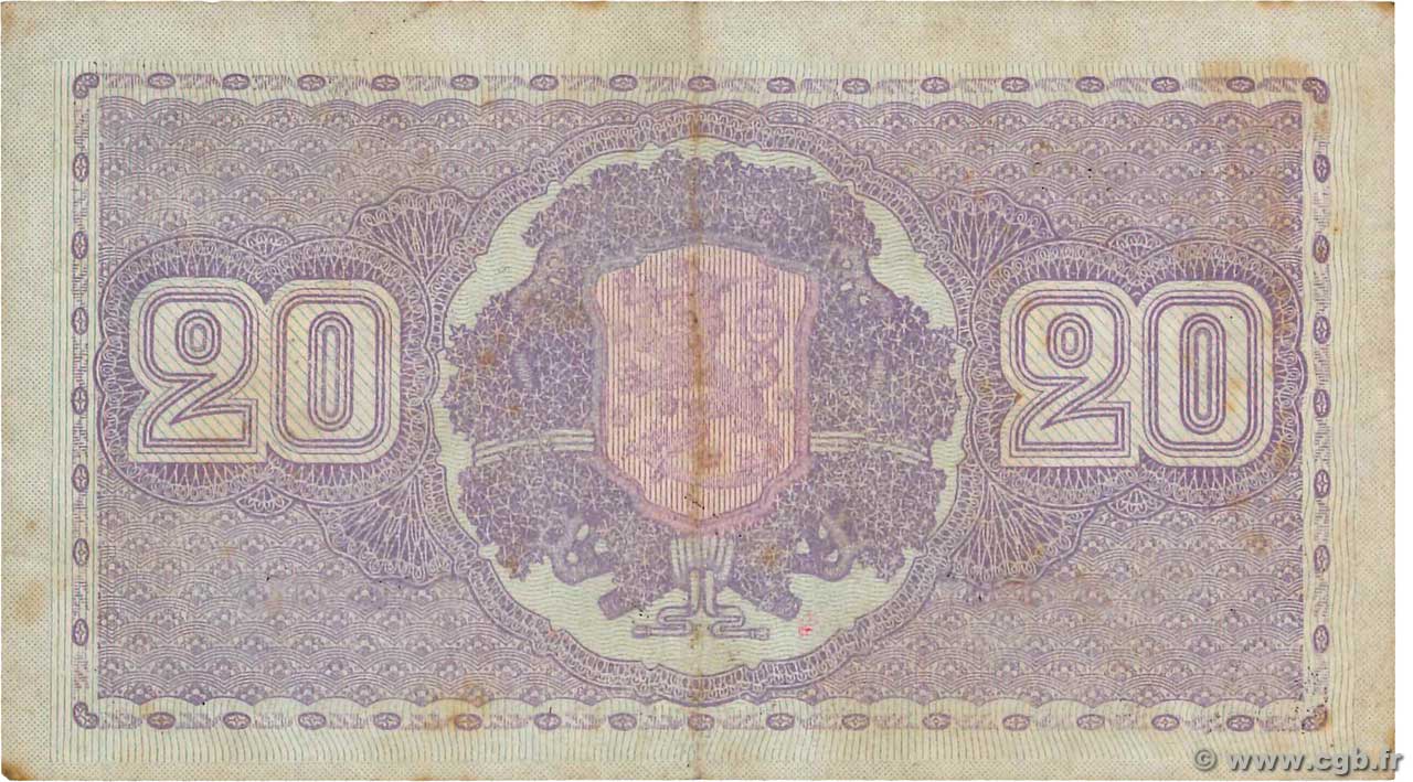 20 Markkaa FINLAND 1939 P.071a b01_1249 Banknotes