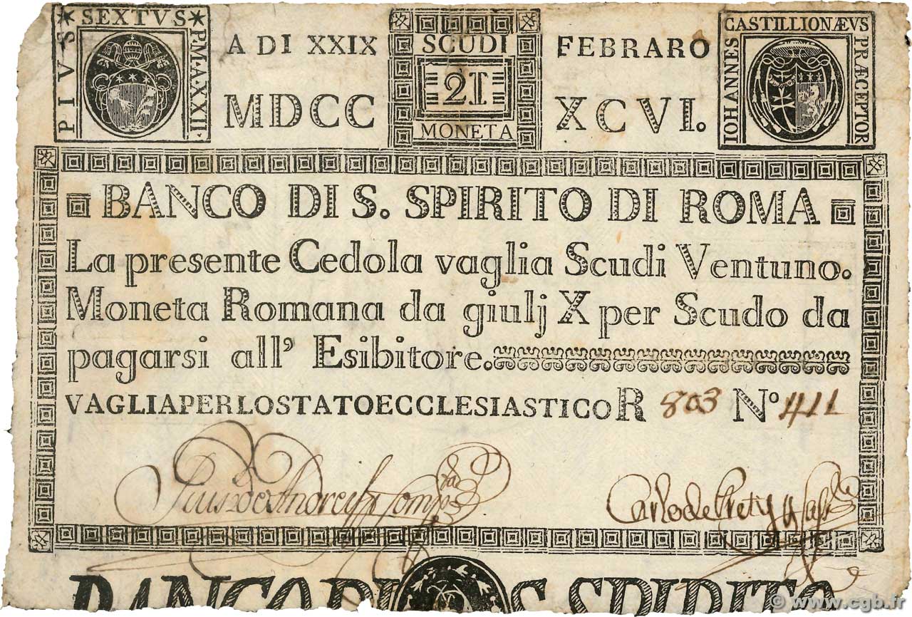21 Scudi ITALIA  1796 PS.395 BB