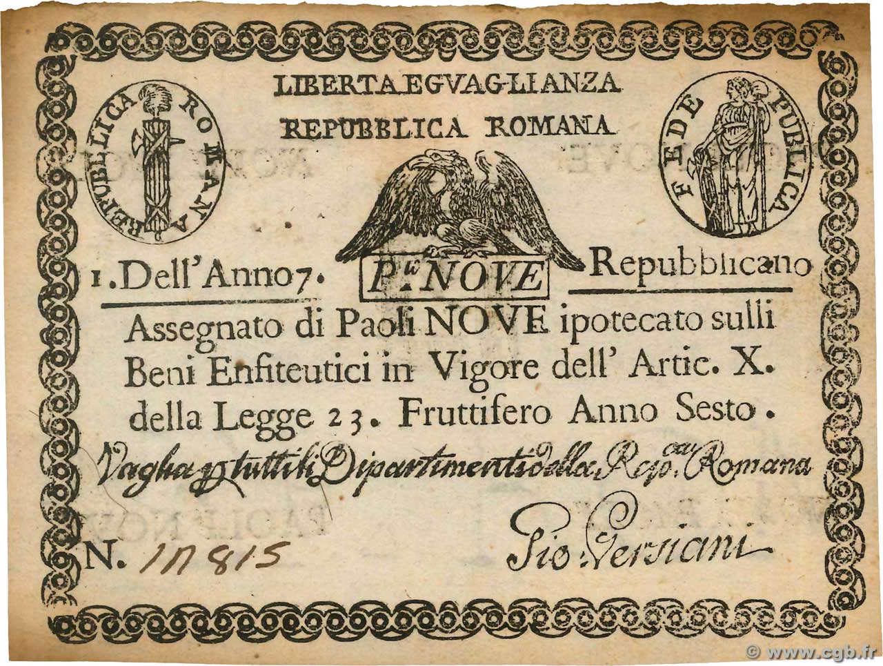 9 Paoli ITALIEN  1798 PS.539 SS