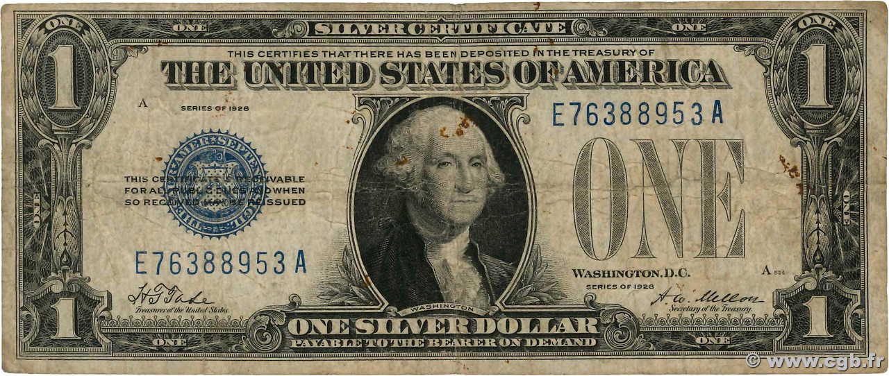 1 Dollar STATI UNITI D AMERICA  1928 P.412 MB