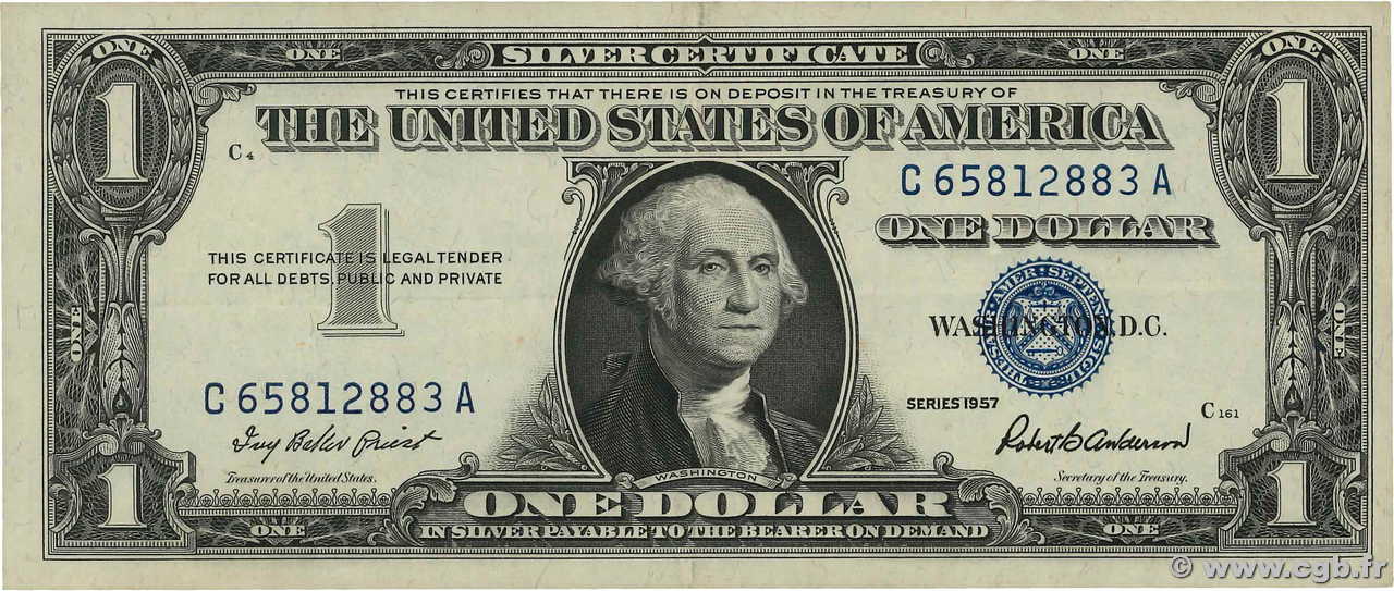 1 Dollar ÉTATS-UNIS D AMÉRIQUE  1957 P.419 SUP