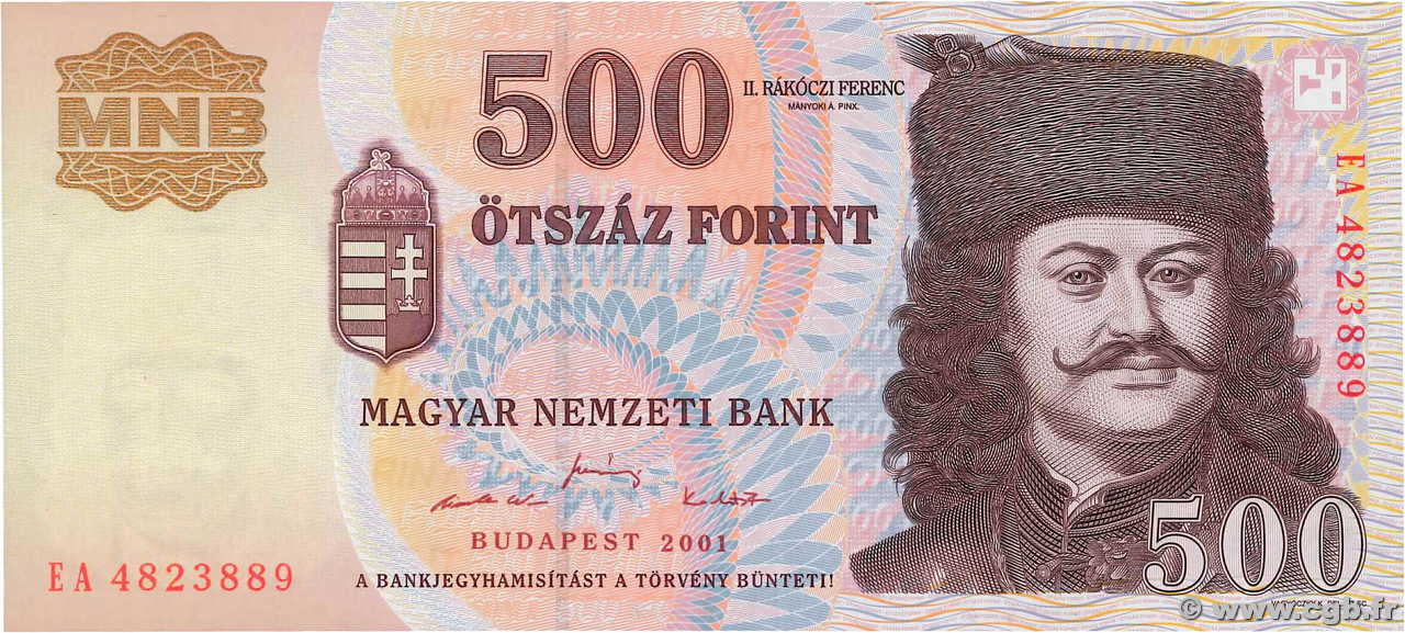 500 Forint UNGARN  2001 P.188a ST