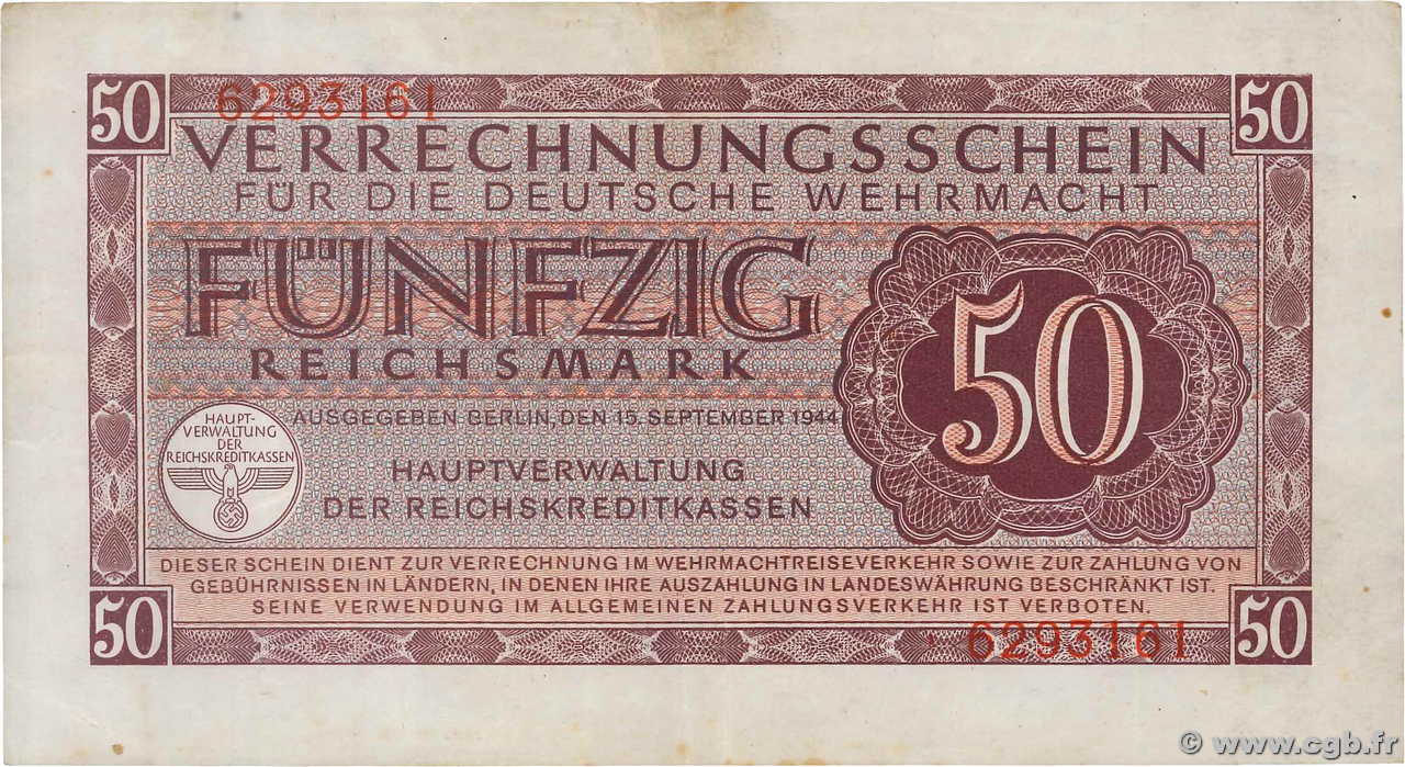 50 Reichsmark DEUTSCHLAND  1942 P.M41 SS