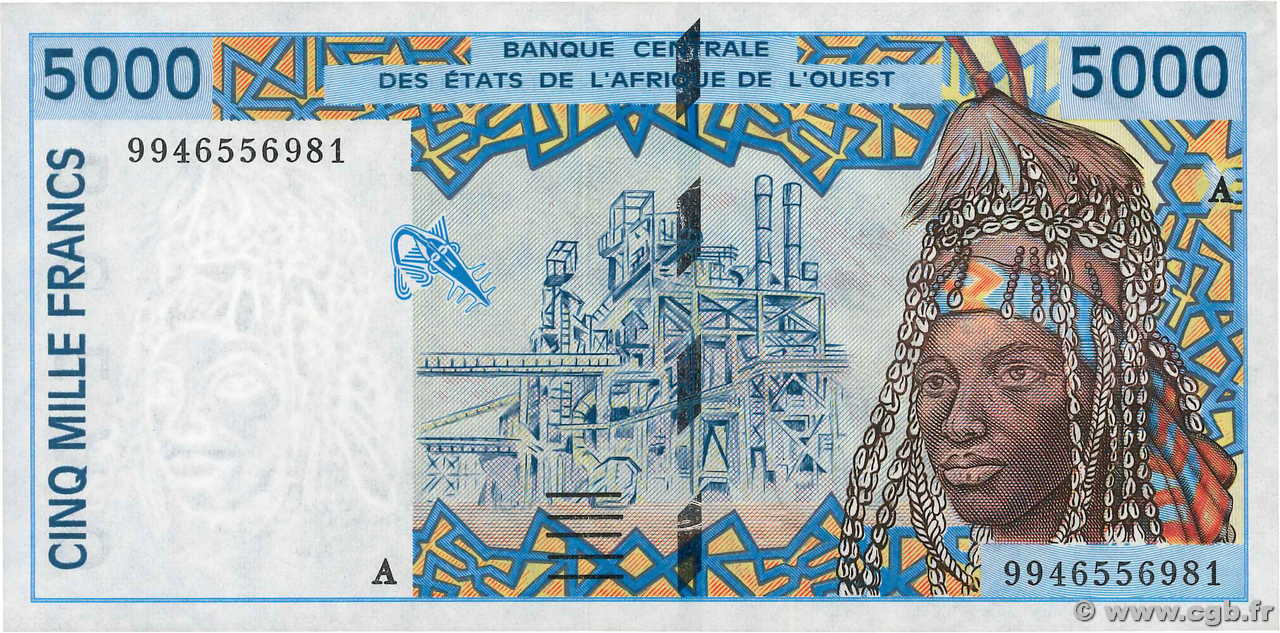 5000 Francs ÉTATS DE L AFRIQUE DE L OUEST  1999 P.113Ai SPL