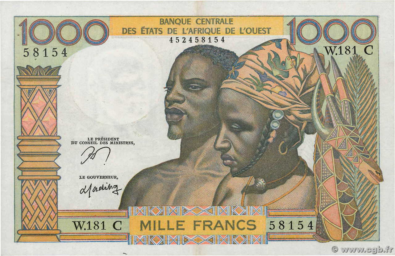 1000 Francs ESTADOS DEL OESTE AFRICANO  1978 P.303Cn EBC